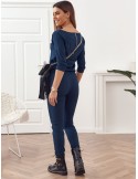 Salopetă de damă prinsă cu fermoar la spate, bleumarin 2401 - Magazin online - Boutique